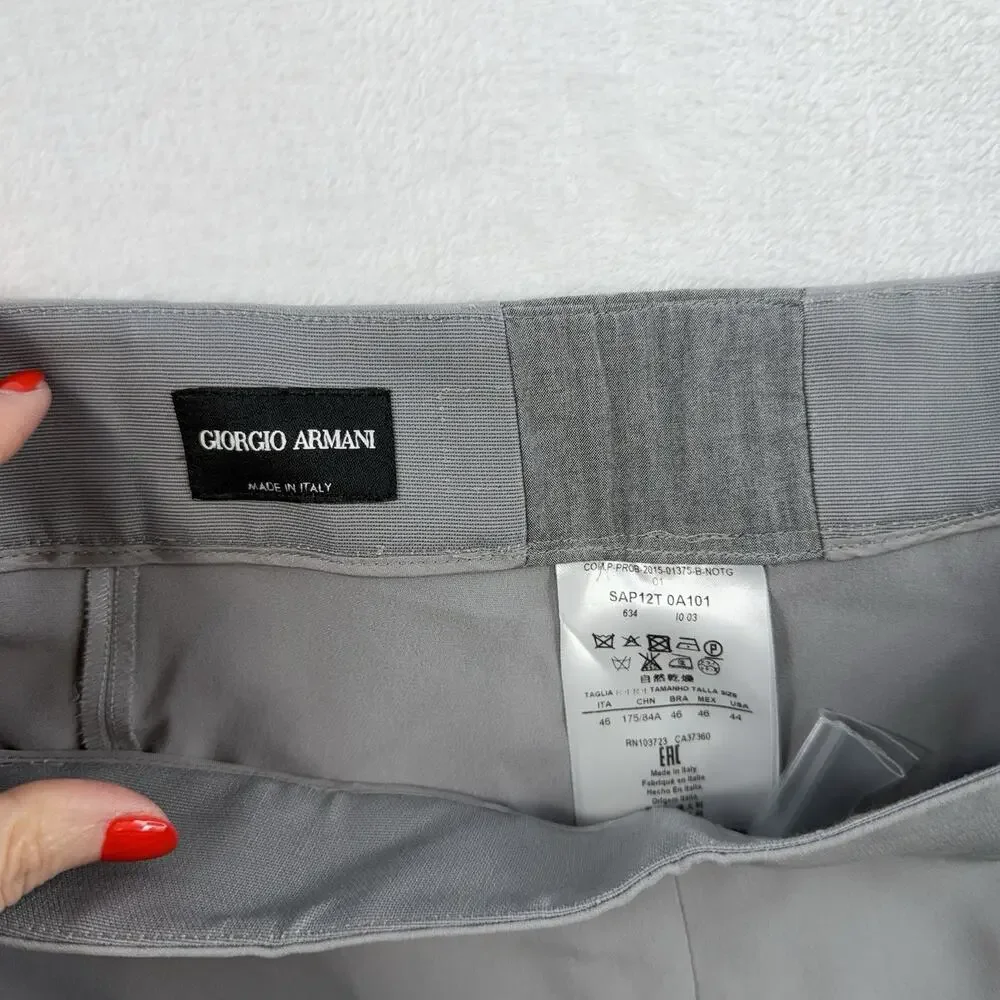 Giorgio Armani Sz 10 Silk Wide Leg Pants Gray Italian‎ Satin ALTERED Designer